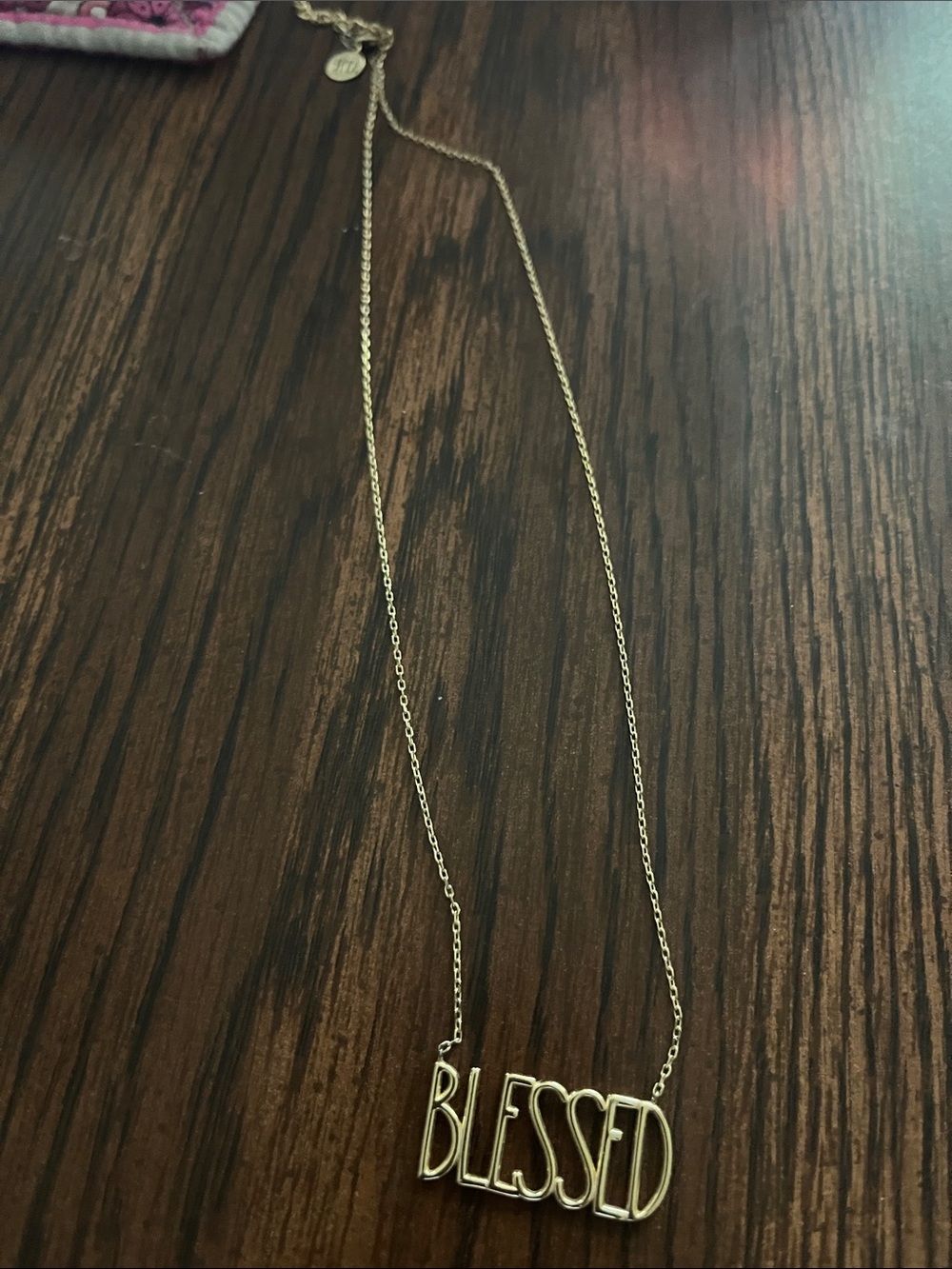 Rae Dunn Gold 'BLESSED' Pendant Necklace - Picture 2 of 3